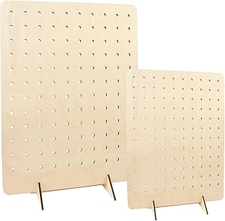 2 Pcs Wooden Pegboard Display Stand Retail Rack Pegboard Display Board Keychain Display Stand for Jewelry Craft Shows, Selling, Tools, Peg Board Accessories Rack Organizer, 17" X 13",14" X 9.75"