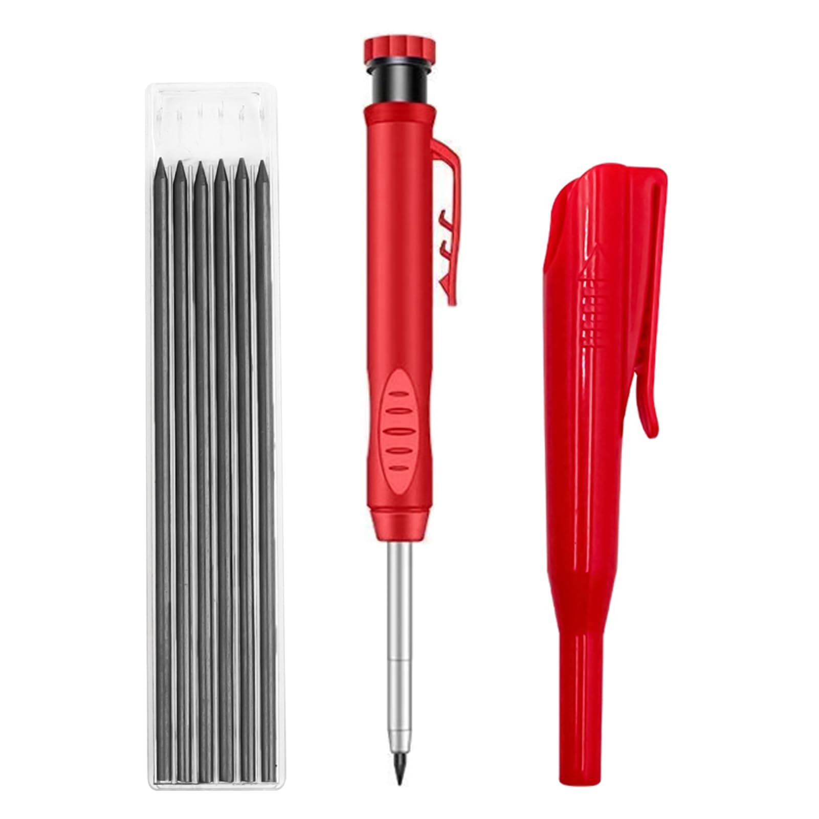 Matita professionale per falegnameria con 2,8 mm ricariche solide, matita da cantiere meccanica impermeabile con temperamatite incorporata custodia, marcatore di costruzione per legno, metallo