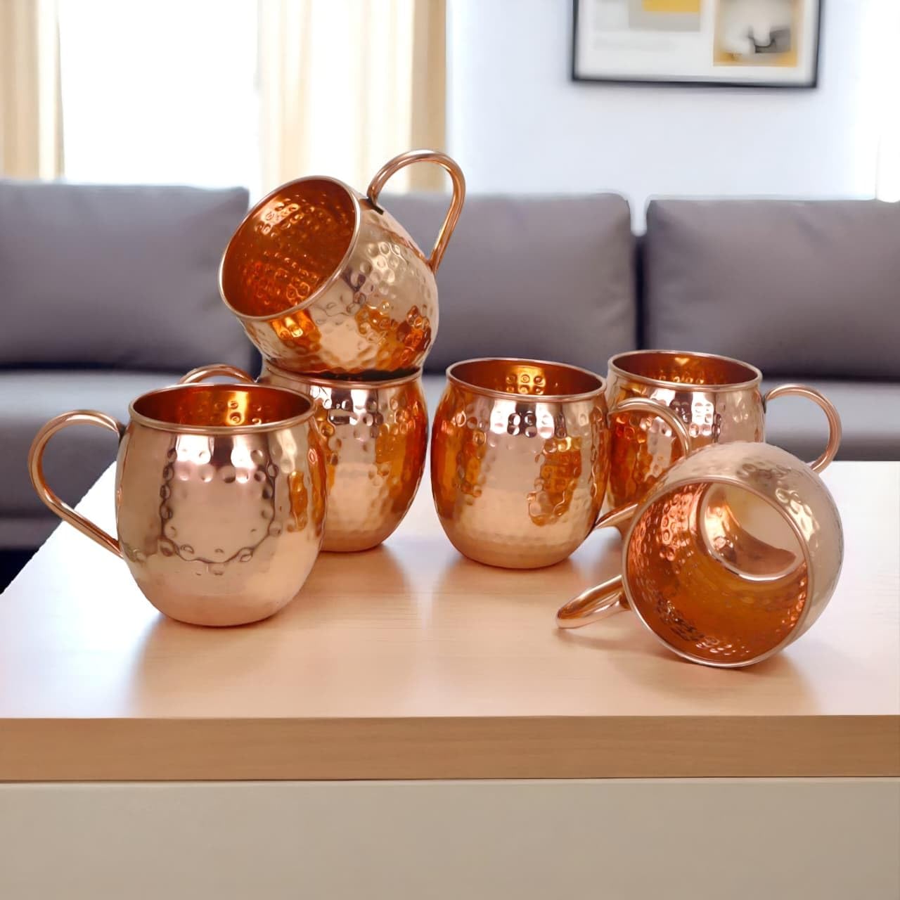 Buy Planto Living Pure Copper Mug & Glass Set | Handcrafted Tamba