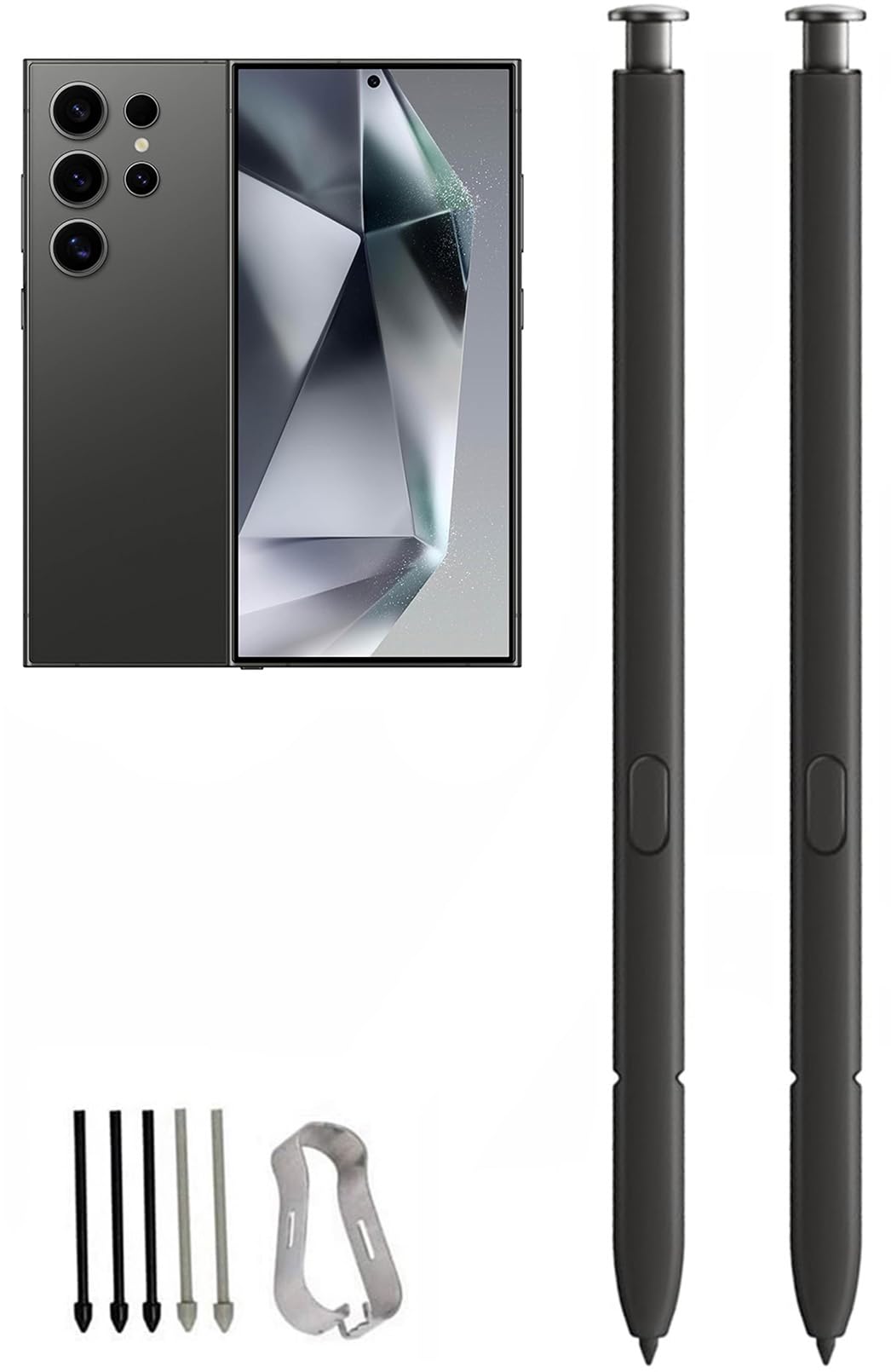 2 Pcs Galaxy S24 Ultra Pen Replacement for Samsung Galaxy S24 Ultra 5G Touch Stylus Pen, Galaxy S24 S Pen Without Bluetooth Replacement Tips/Nibs (Black)