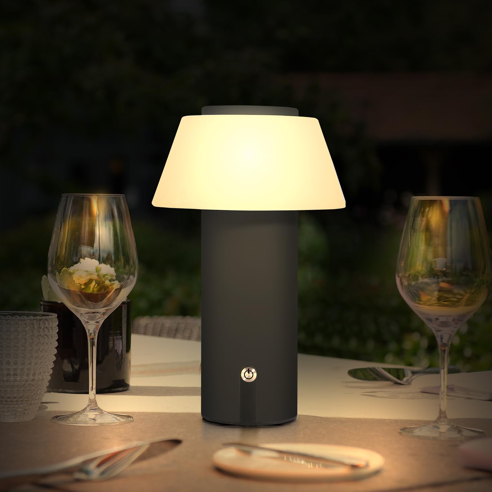 Mushroom Table Lamp for Indoor/Outdoor Lamp Waterproof Shower Lamp Battery Operated Cordless Table Lamp Portable Lamp Rechargeable Touch Dimming LED Table Lamp for Bedroom/Dinning/Patio(Black)