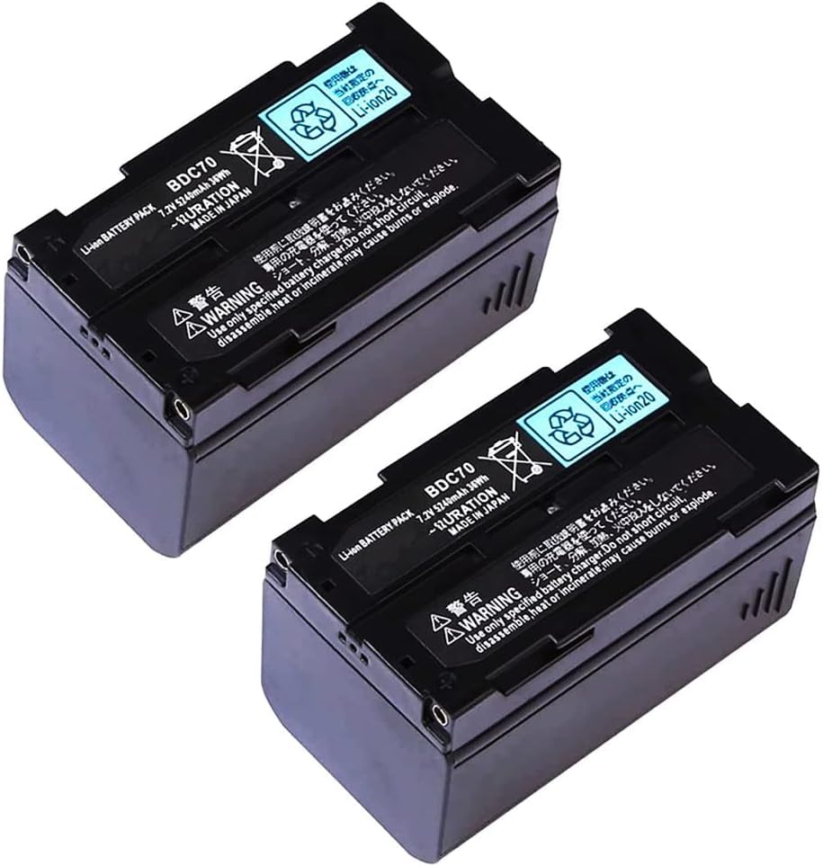 Giobbiy (2-Pcs BDC70 7.2V 5240mAh Replacement Battery for Sokkia Total Stations/GPS, Robotic Total Stations and GNSS Receivers (7.2 Volt, 5.24 Ah,