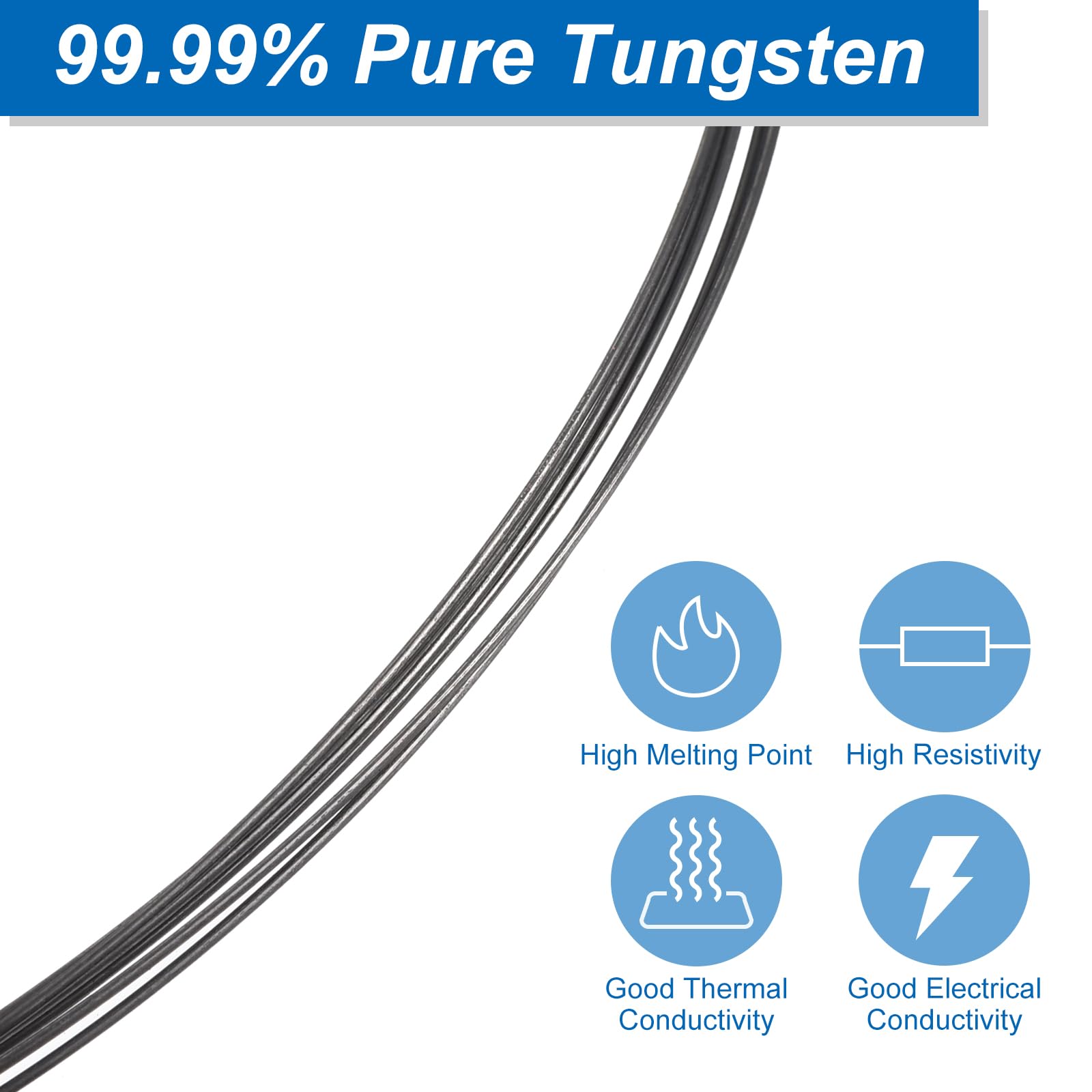 sourcing map Fil de tungstène, 99,99 % de fil de tungstène de haute pureté, 0,01 mm de diamètre x 10 m de long, bobine métallique de filament de tungstène pour l'industrie électronique de production