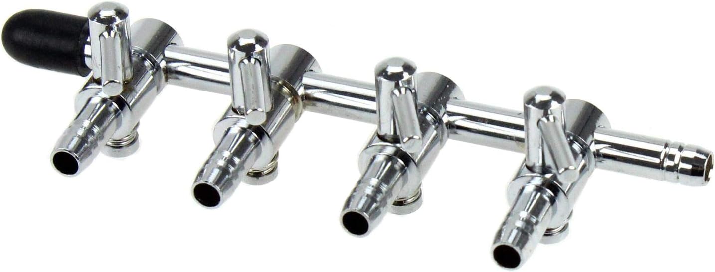 Aquarium Air pump Splitter,Fish Tank Air Valve, Metal Stainless Steel Control for Pump Accessories(Middle 4 Way)