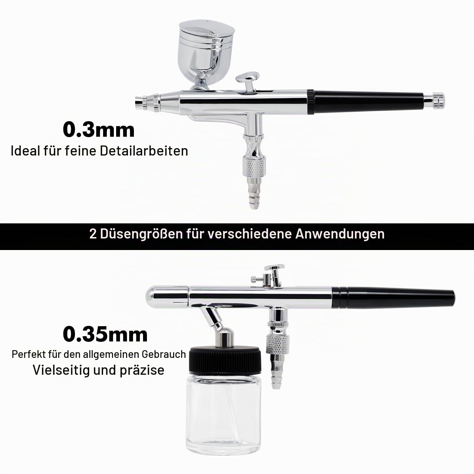 Airbrush Kit AS186 AS 186 mit Kompressor mit Tank + 2 x Double Action Airbrush + Schlauch