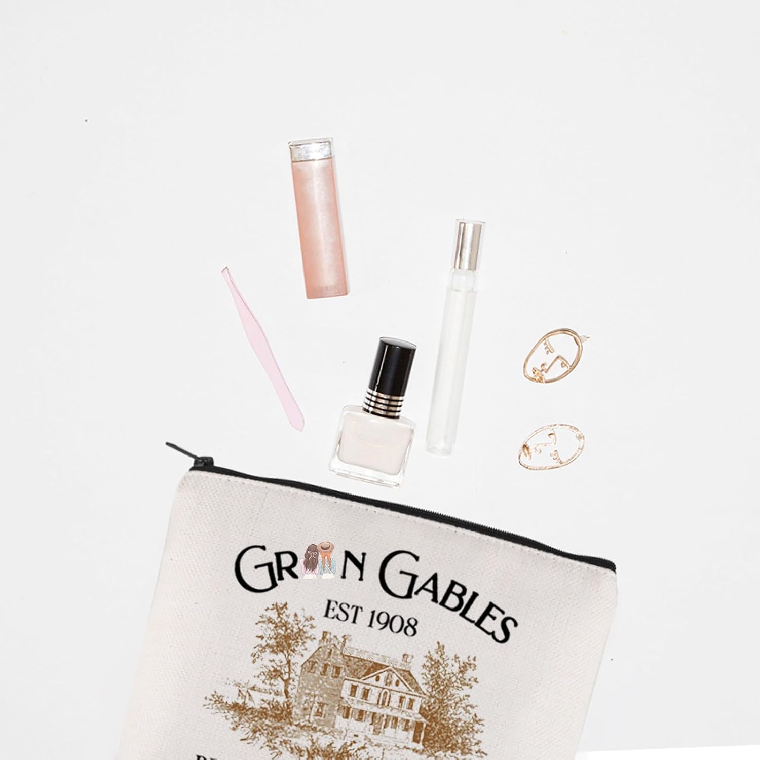 TGBJE Anne Novel Inspired Makeup Bag Anne Book Literary Gifts Gables Prince Edward Island Zipper Pouch Green Quote Gift (Gables 1908 bag) - Image 5