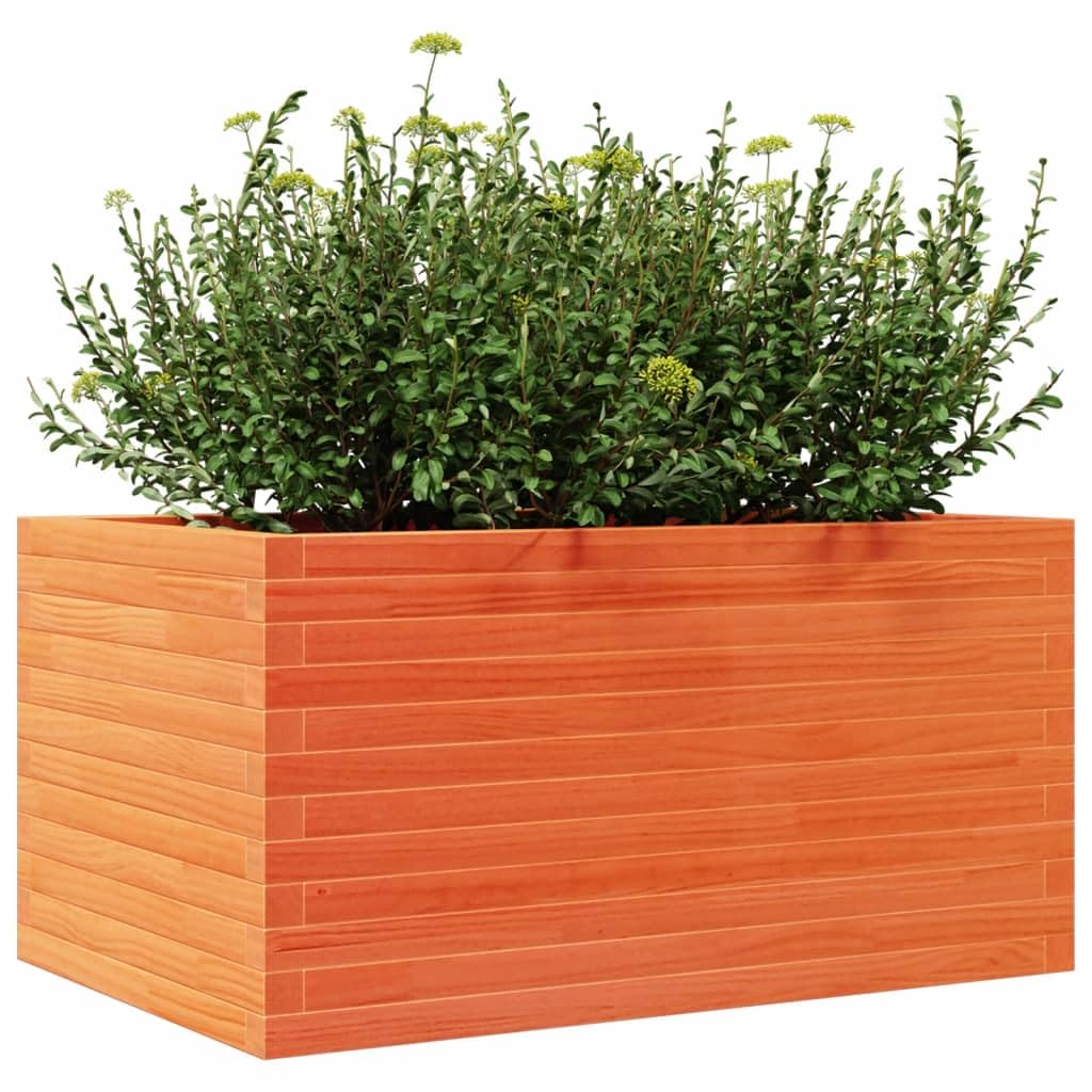 Pflanzkübel Wachsbraun aus massivem Kiefernholz 90x60x45,5 cm mit offener Entwässerung, vielseitiger Pflanzkasten für Garten, Balkon, Terrasse, Indoor und Outdoor Pflanzenpflege