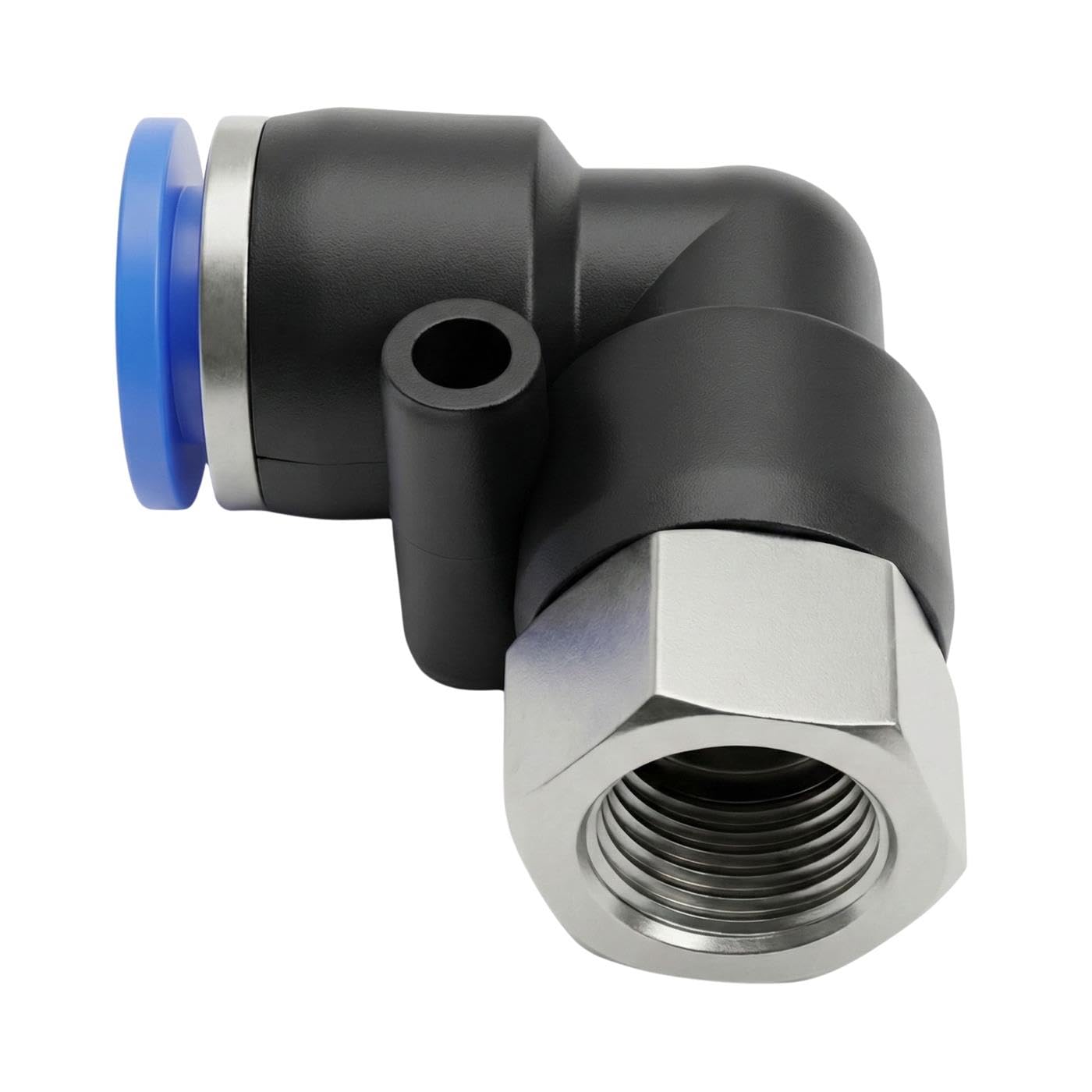 Racor de 90° Lumonic de 8mm y 1/8 pulgada para instalaciones de aire comprimido