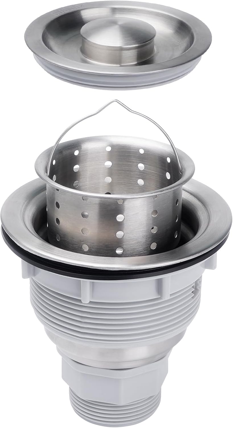 3-1/2 Inch Sink Drain Assembly Kit, Removable Deep Sink Strainer Basket ...