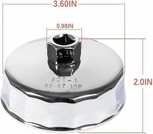 Miniatura 4 de Llave de filtro de aceite de acero plateado de 3.386 in, 16 flautas, herramienta universal de extracción de filtro de aceite de acero cromado, llave