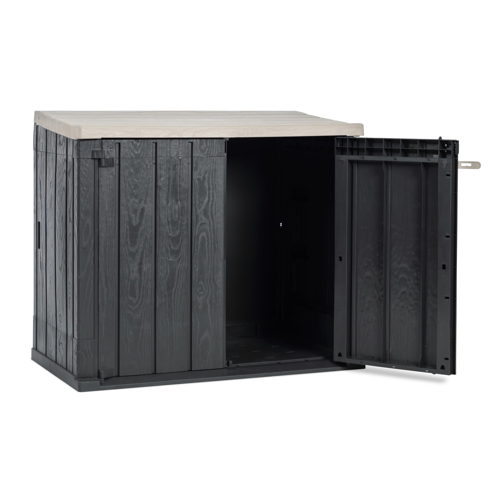 TOOMAX Stora Way Baule da 842L portattrezzi effetto legno antracite/grigio tortora 129,5x74,5x111h cm