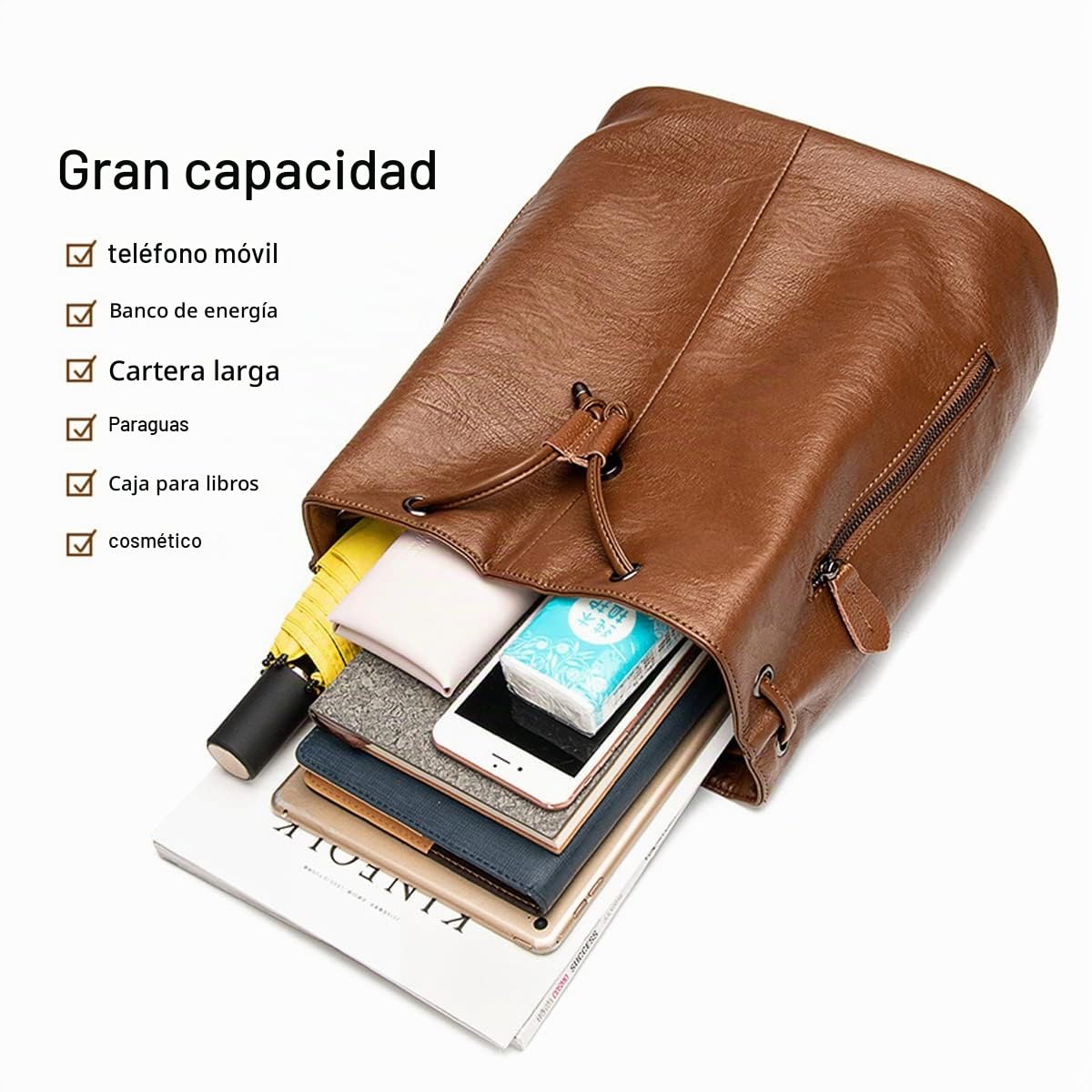 Mujer Bolsos mochila Moda Cuero Impermeable Casual Viaje Escuela mochilas