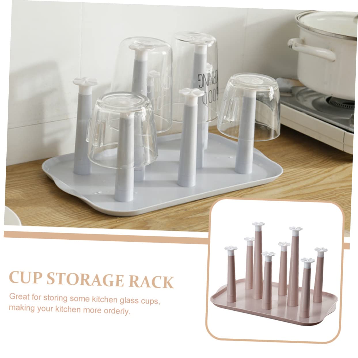 HOOTNEE Household Cup Draining Rack Plastic Cup Storage Tray for Kitchen Modern Design for Home Hotel Use Easy Access Ventilated Drying Random Color