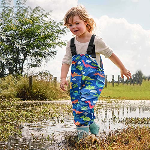 Toddler Dinosaur Waterproof Rain Pants Dirty Proof Suspender Trousers for Boys Girls Lightweight Kids Pants Boys3