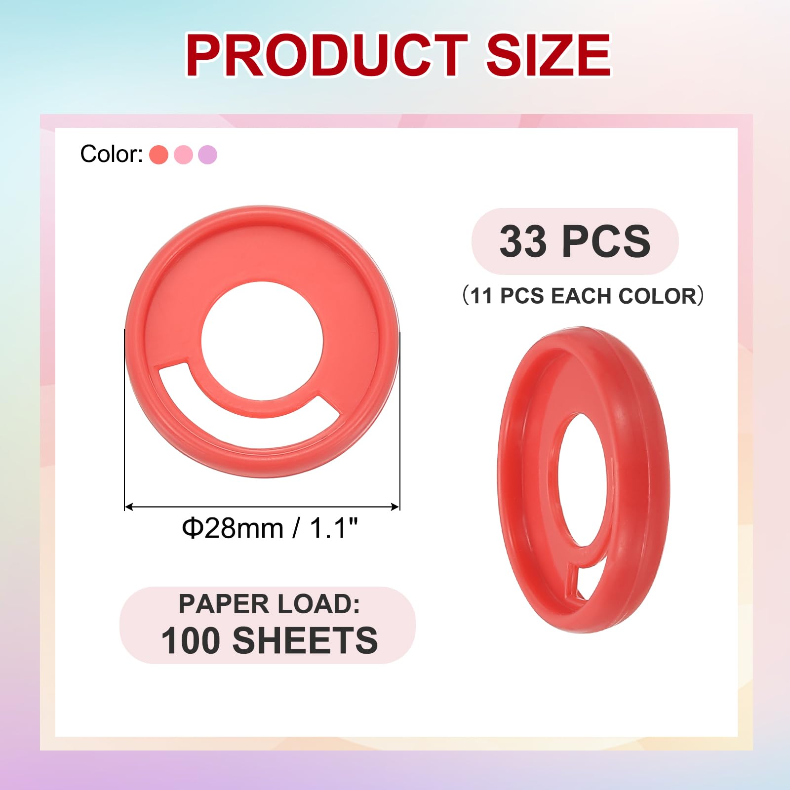 PATIKIL 28mm 1.1" Plastic Round Book Binding Discs - Image 2