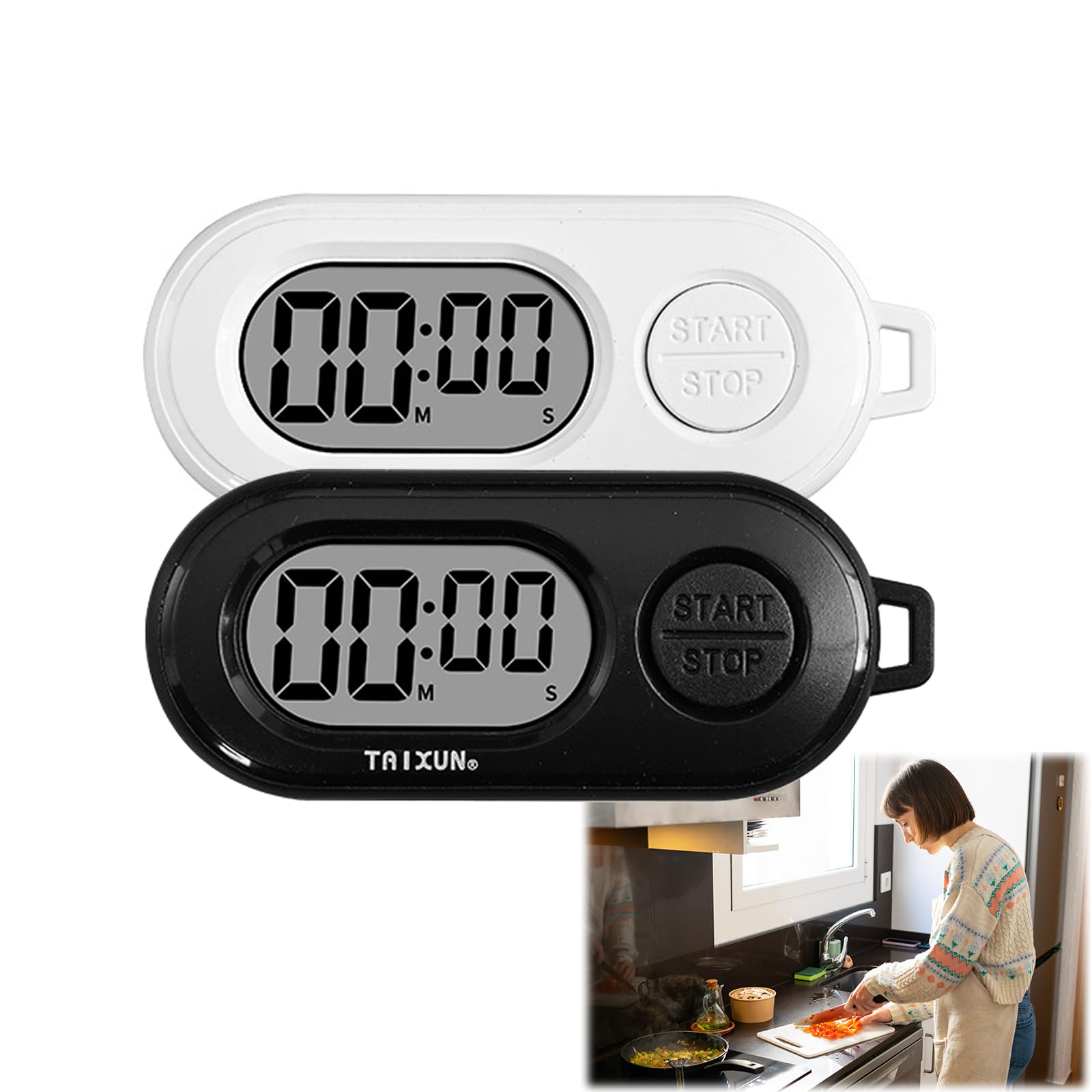 2 PCS Keychain Stopwatch with LCD Screen, Mini Digital Countdown Timer & Alarm, Portable Stop Timer Key Chain Watch, Lightweight Electronic Pocket Clock for Sports, Cooking, Classroom, Training
