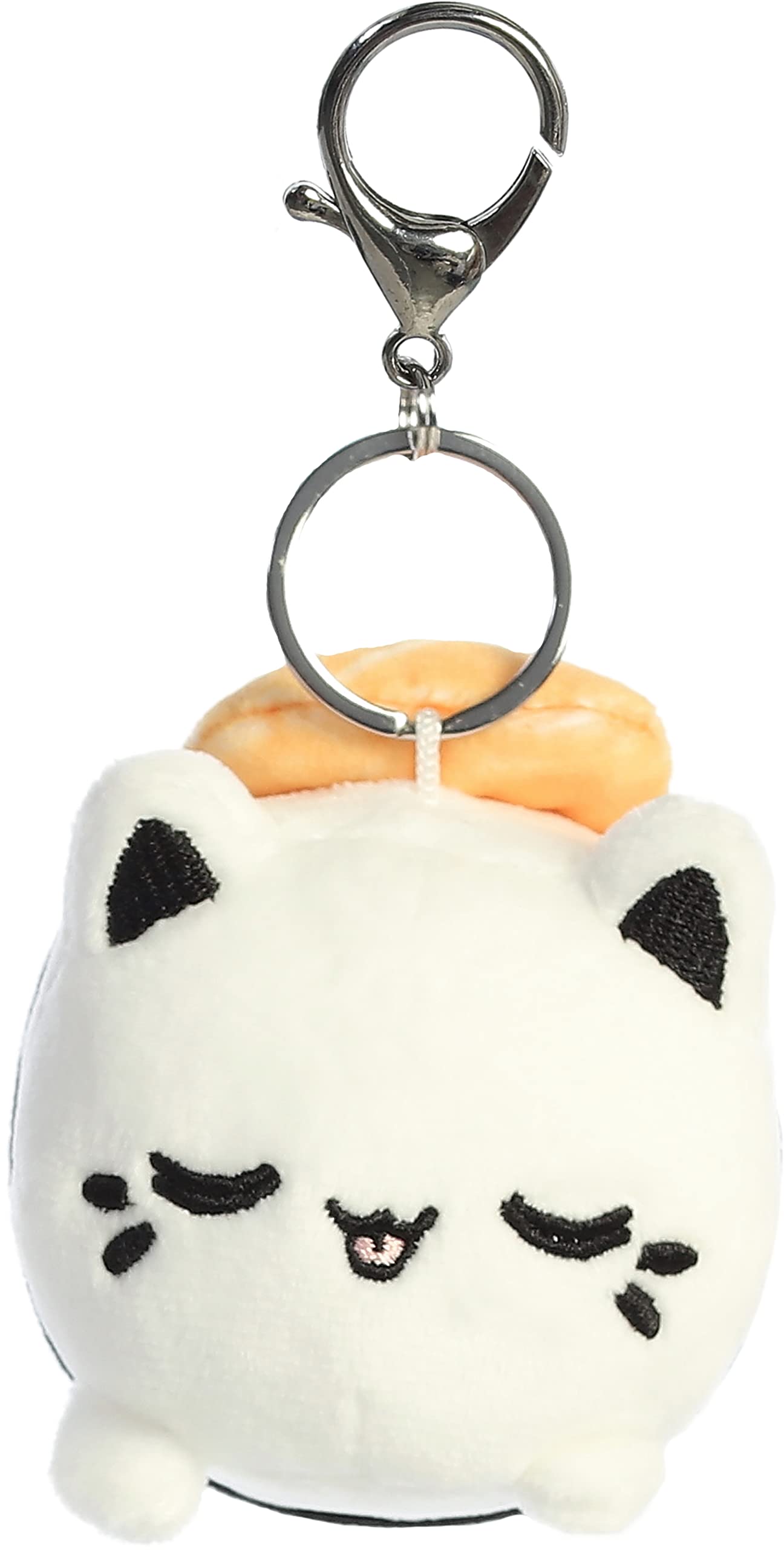 Aurora® Tasty Peach® Salmon Sushi Meowchi Keychain Plush - White 3.5 Inches