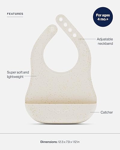 Miniatura 3 de Lalo The Bib - Babero de silicona impermeable y no tóxico con banda ajustable para el cuello y recogedor de bolsas de alimentos de silicona, juego