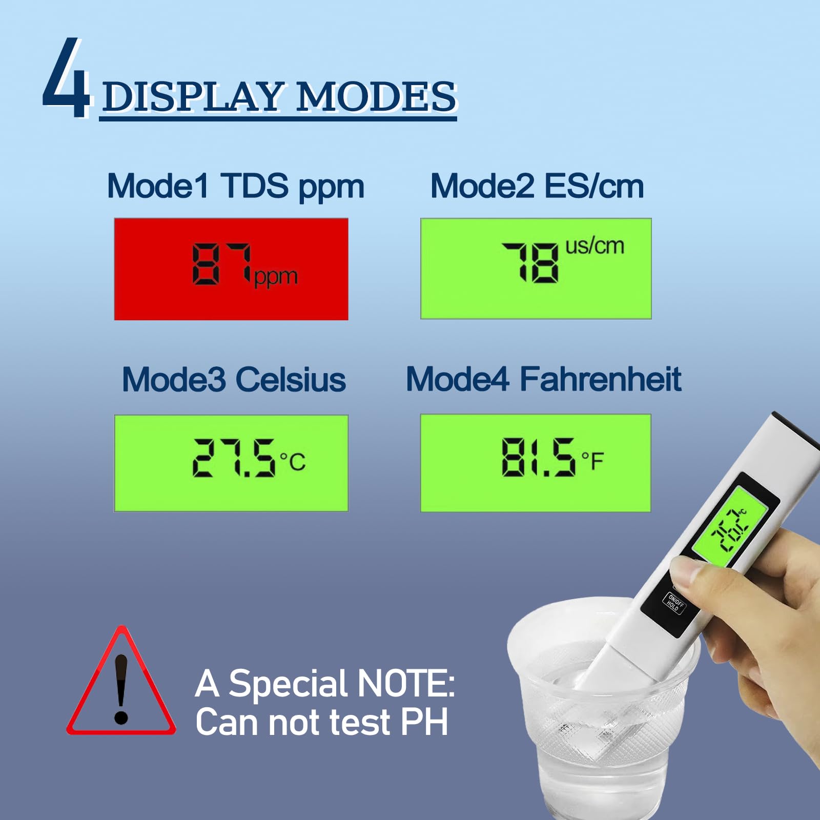4-in-1 Water Tester - TDS, EC, Temp Meter -4
