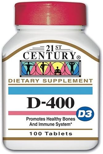 21st Century Tabletas de vitamina D 400IU 100 unidades (paquete de 4)