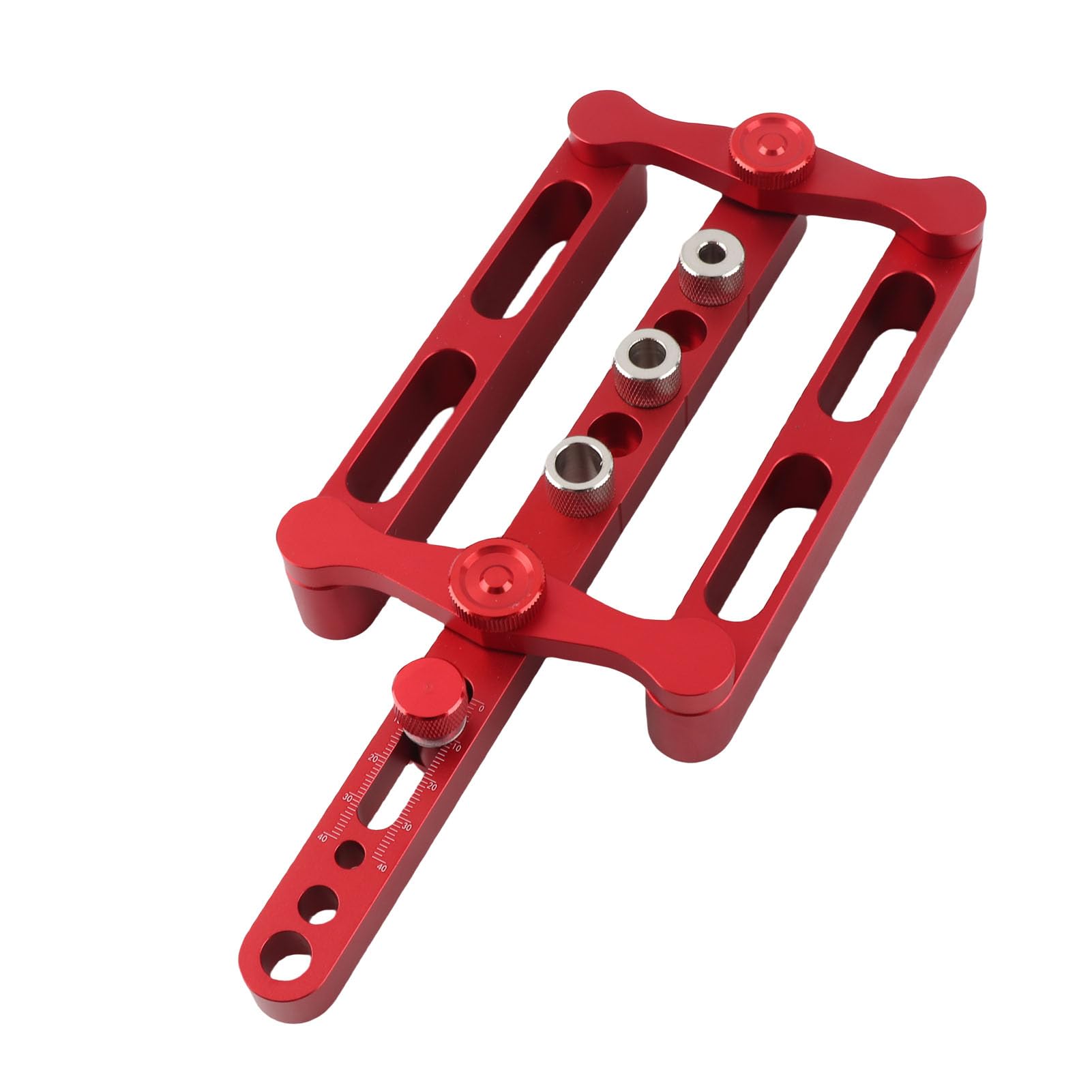 Cocoarm Posicionador de Punzón Guía de Broca de Aleación de Aluminio Plantilla para Tacos de Madera Ajustable Rojo para Perforación con el Mismo Espaciado Resistente a la Corrosión Sin Rebabas para