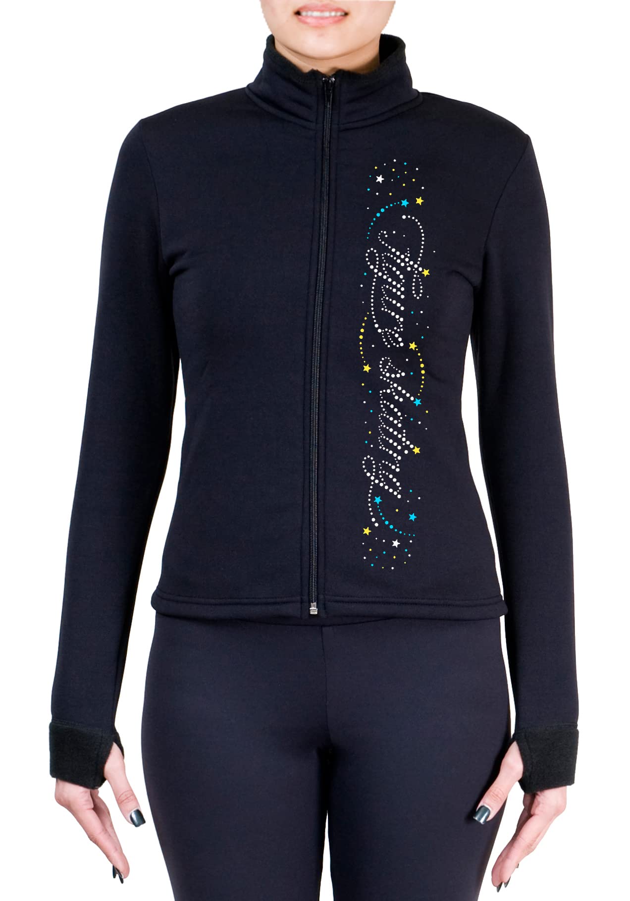 NY2 SPORTSWEAR Figure Skating Polartec Polar Fleece Jacket with Spangles JS109 - Adult Sizes - (Adult Extra Small)