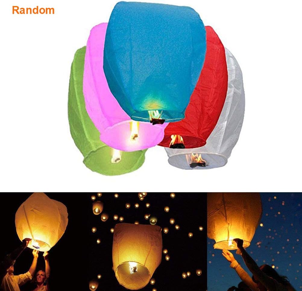 Paper Lantern Chinese Sky Lantern, 100% Biodegradable and Environmentally Friendly Refractory Paper Lantern, Flying Height 500-1000 Meters (Random Color)