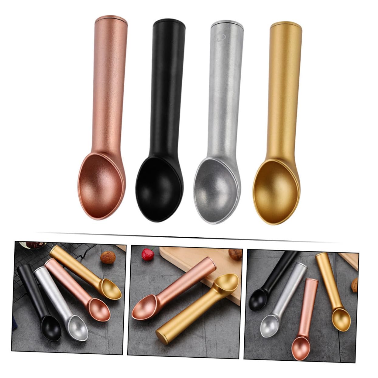 4pièces Cuillère à Glace Aluminium Antiadhésive Set De Cuillères Multifonctionnelles Pour Fruits Et Desserts Pratique Et Pour Et Déguster