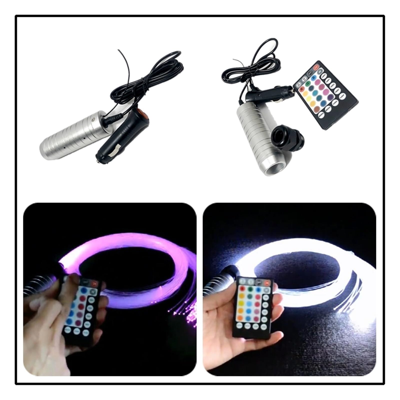 Oświetlenie wnętrza samochodu LED, Oświetlenie światłowodowe samochodu inteligentny silnik światłowodowy 12vd 6w, kabel sterujący gwiaździsty efekt sufitowe oświetlenie pokoju lampa LED sygnał Bluetoo