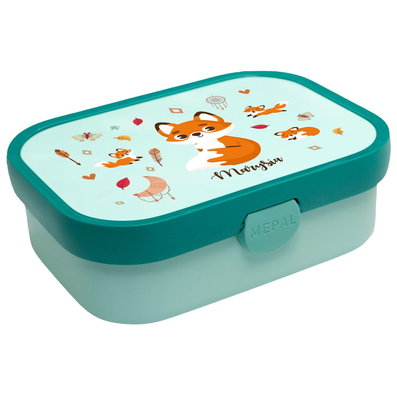 Ferocity Lunch Box Set personnalisé pour Enfants Filles à l'école personnalisé avec nom Lunch Box Gourde Gourde sans BPA avec Fourchette et Compartiment bento Renard [153]
