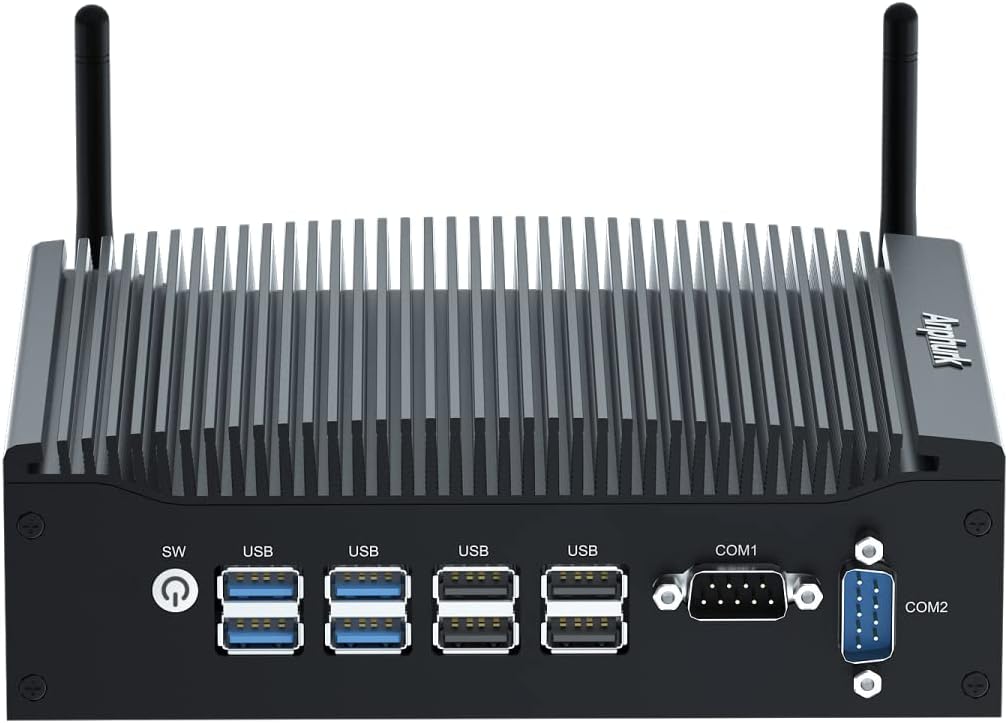 Anphurk Fanless Mini PC Windows 10 Pro, Industrial PC Core i5-7300U, DDR4 16GB RAM 128GB SSD, WIFI5, BT 4.2, Industrial Mini PC 2*LAN, 2*COM, 2*HD, 4*USB2.0, 4*USB3.0, Dual Core Mini PC