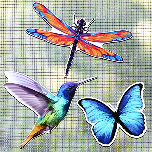 3 Paar Fliegengittertüren Magnete Doppelseitige Fliegengitter Magnete Dekorative Magnetische Flexible Magnete Fliegengittertüren Aufkleber, Schmetterling, Libelle, Kolibri Cover