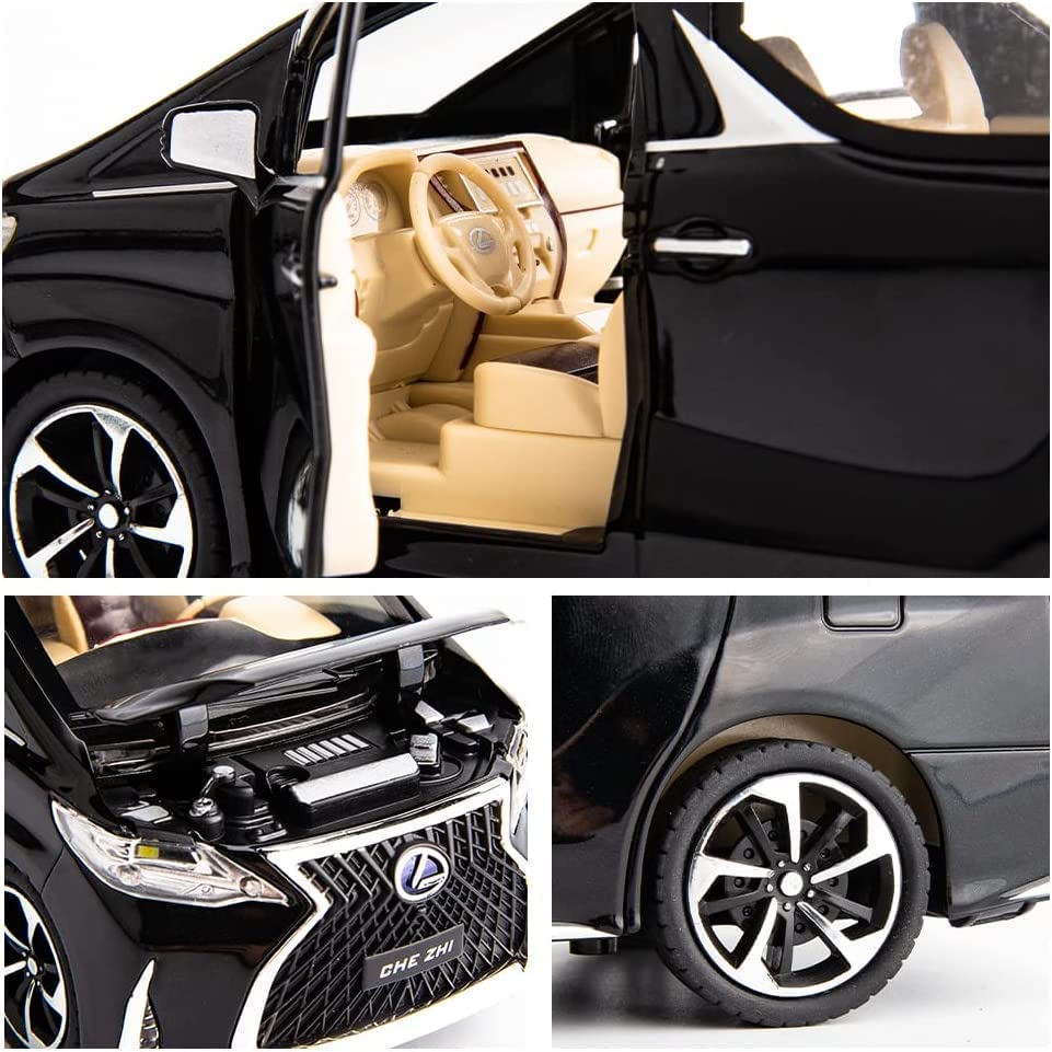 Image of FEXXA 🏎️ Exclusive Alloy Metal Pull Back Die-cast Car Model with Sound Light Mini Auto Toy for Kids Metal Model Toy Car with Sound and Light (1.24 Scale Lexus LM300-BLACK)