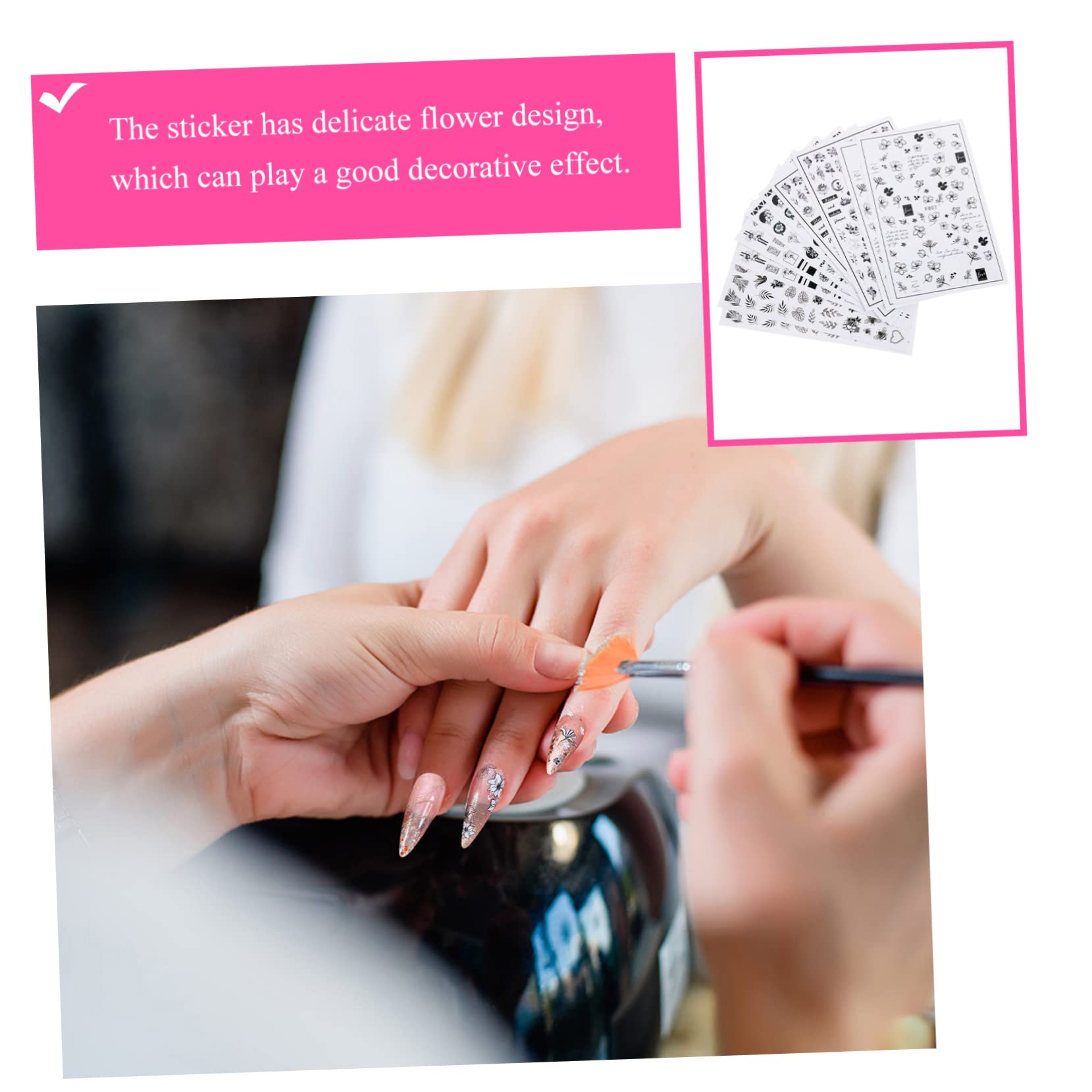 minkissy 50hojas Pegatinas Autoadhesivas De Flores Para Uñas De Calcomanías De Arte De Uñas Diseño De Flores y Corazones Decoración Creativa Para Manicura y