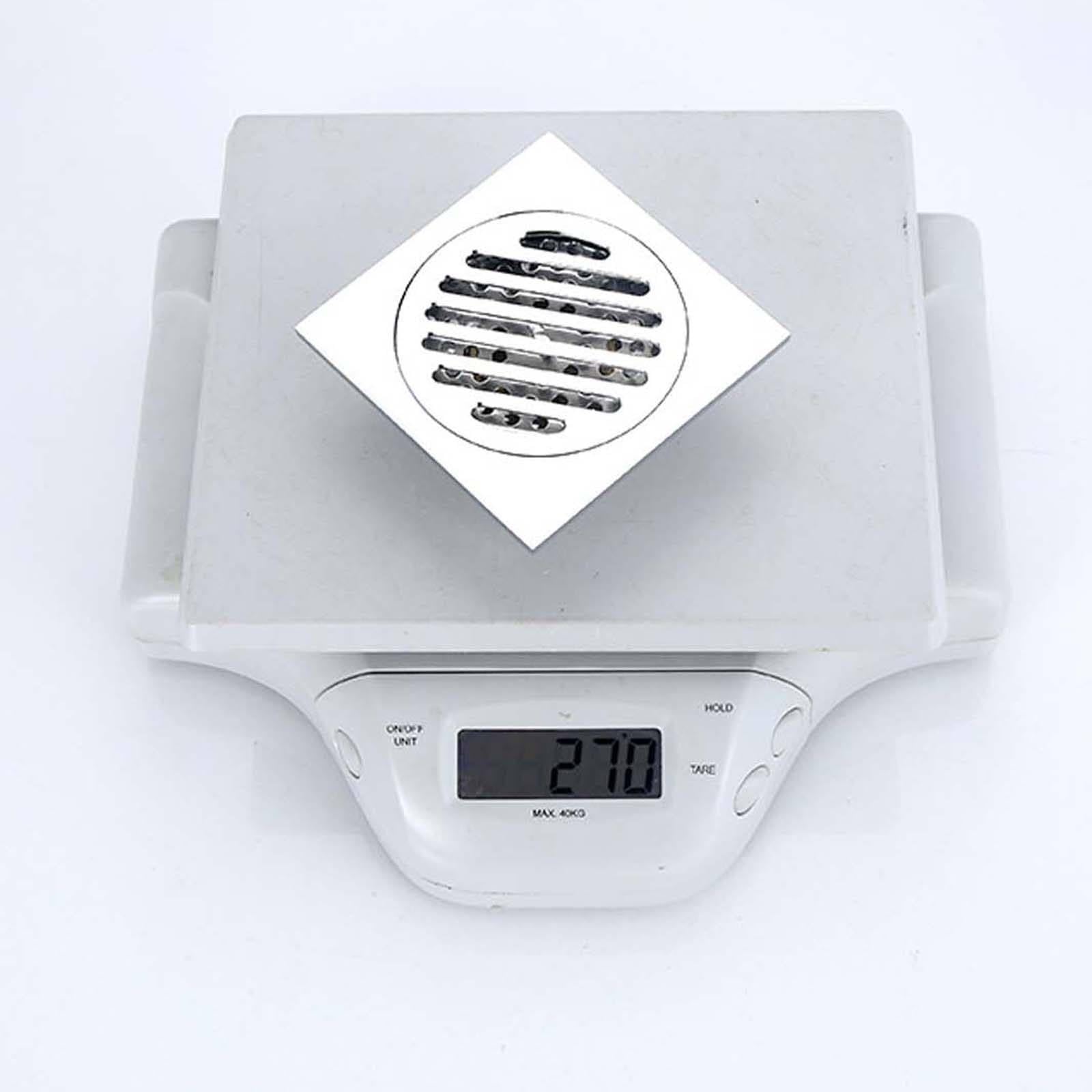 Bonde Douche Laiton Siphon Douche Chrome Bonde de Douche Rebond Bonde Douche Extra Plate 100 * 100mm Siphon de Sol pour Salle de Bain, Cuisine, Toilettes