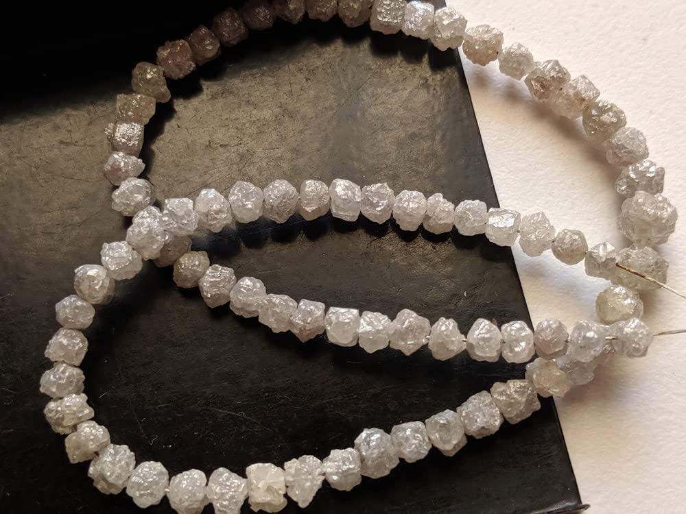 3,5-5,5 mm surowe białe szare diamentowe koraliki, szorstkie diamentowe koraliki, białe szare surowe nieoszlifowane diamentowe koraliki do biżuterii
