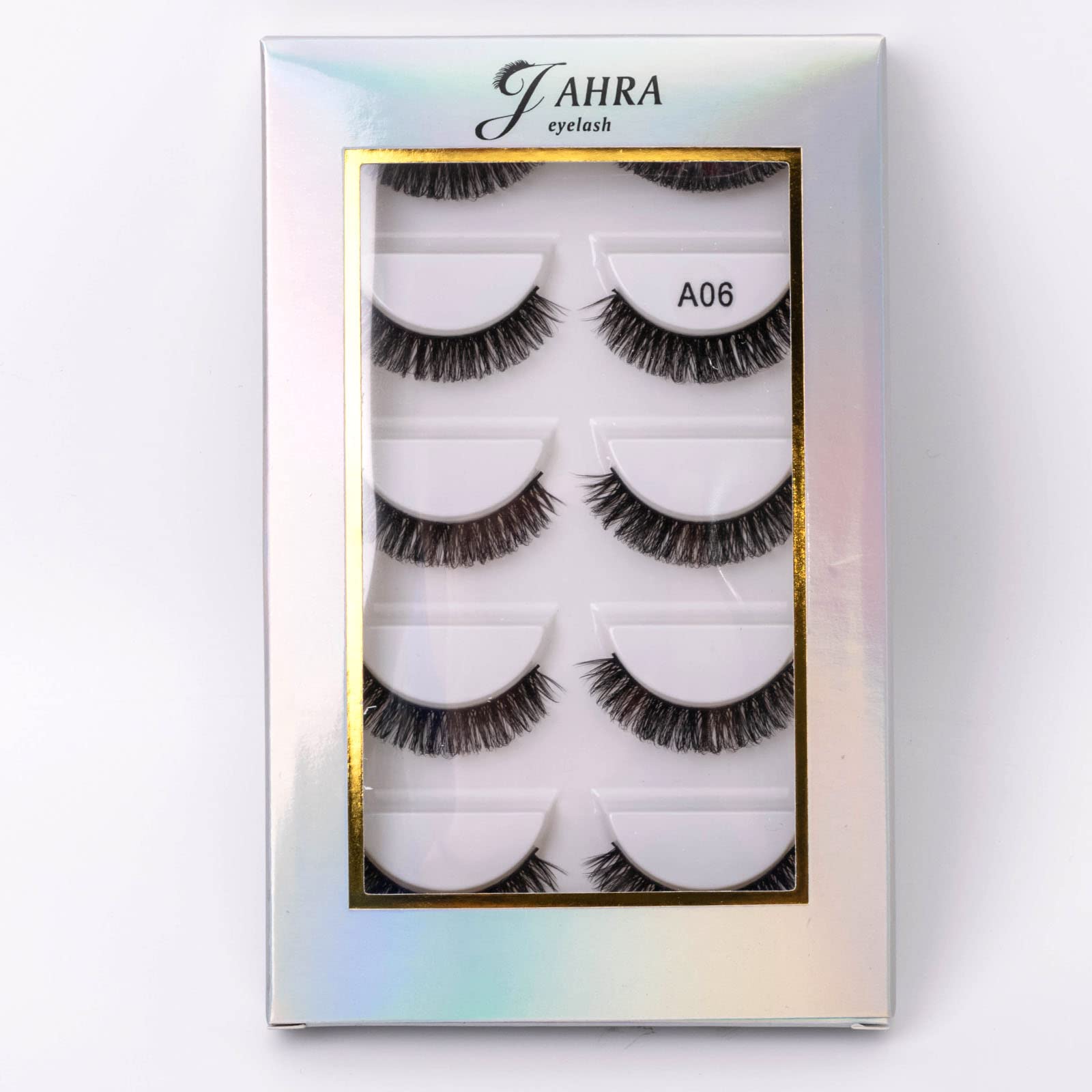 Jahra5 Pairs Russian Volume Eyelashes DD Curl Faux Mink Lashes Long Fluffy Soft Wispy Eye Lashes Reusable Natural Look Eyelashes Extension
