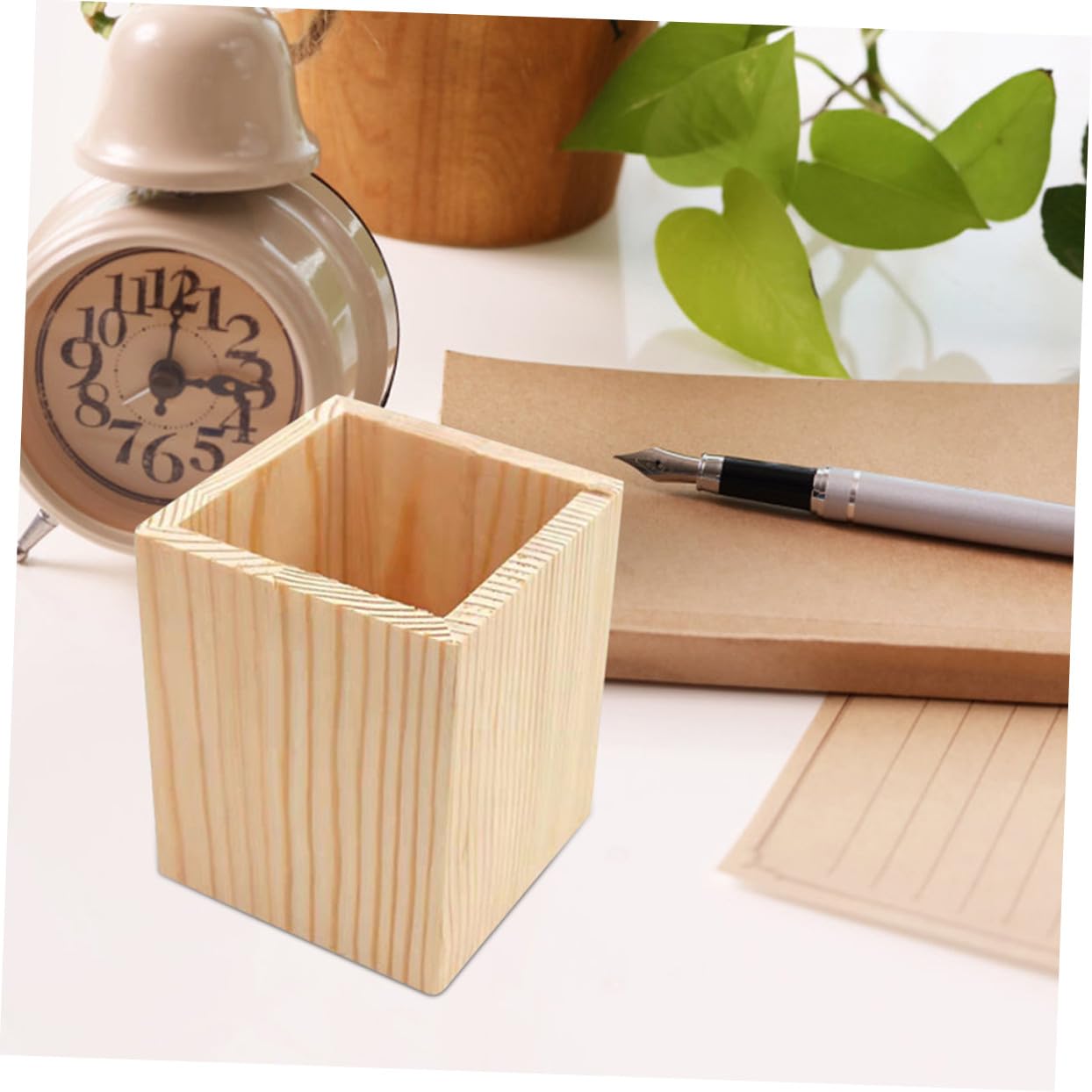 10 Pezzi Portapenne in Legno di Pino Geometrico Multifunzionale per Scrivania Organizer per Pennelli Penne e Piante Succulente Resistente e Decorativo per Ufficio e Casa
