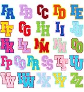 52 Pieces Chenille Letter Patches A-Z Iron on Patches Gold Glitter Border Repair Embroidered Patc...