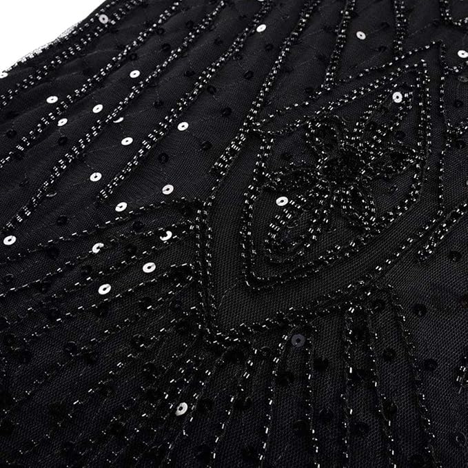 Image of 869A - Plus Size 1920s Vintage Fringed Gatsby Sequin Dimand Tassels Flapper Party Cocktail Dress with Accessories