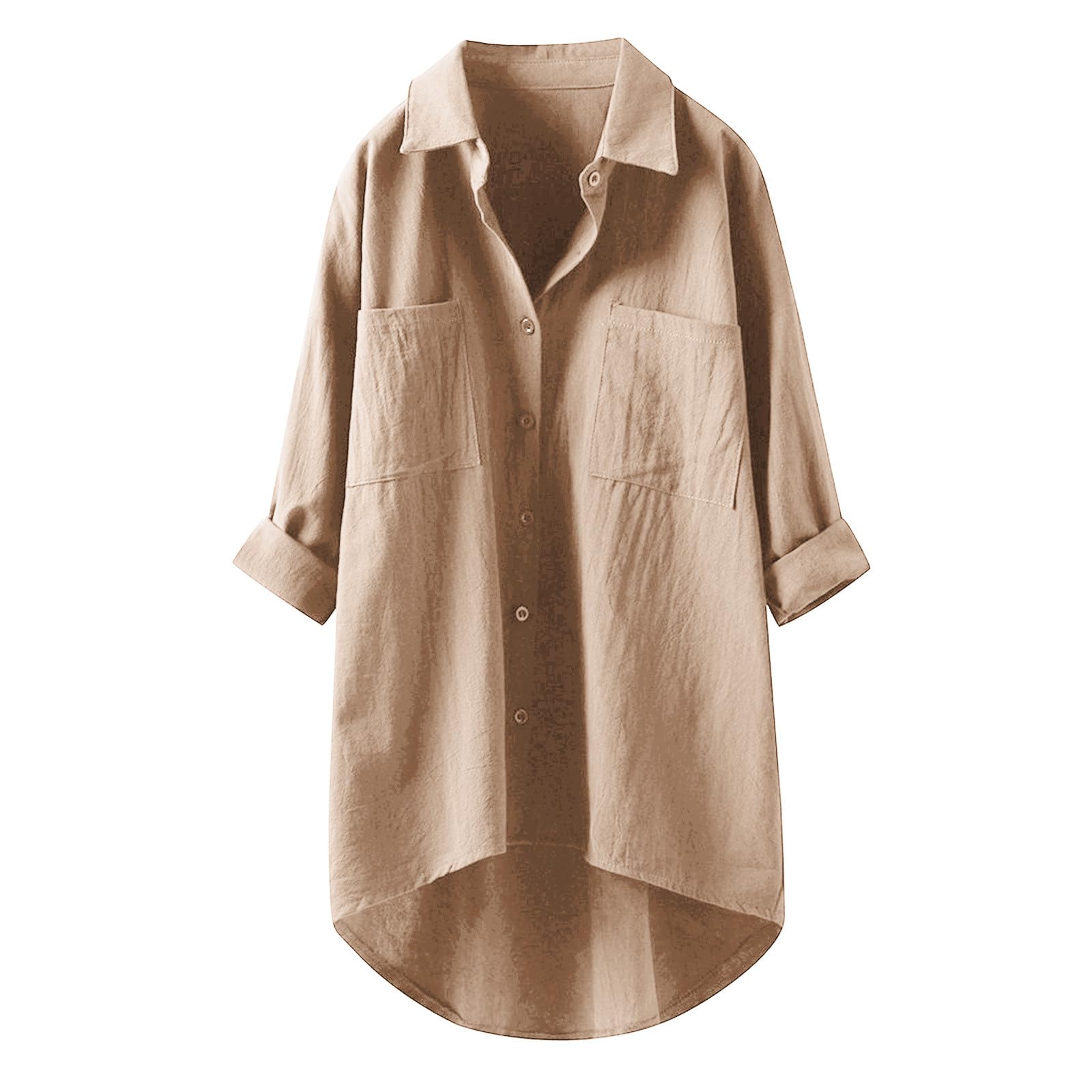 Chemises en gaze à col pour femme 2025 tendance unie à manches longues en lin surdimensionné en mousseline légère vêtements petit ami coupe ample tunique pour femme