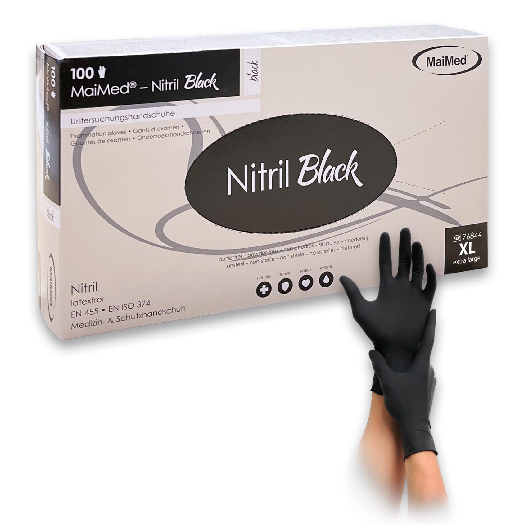Maimed Nitrilhandschuhe Schwarz XL – 100 Stück