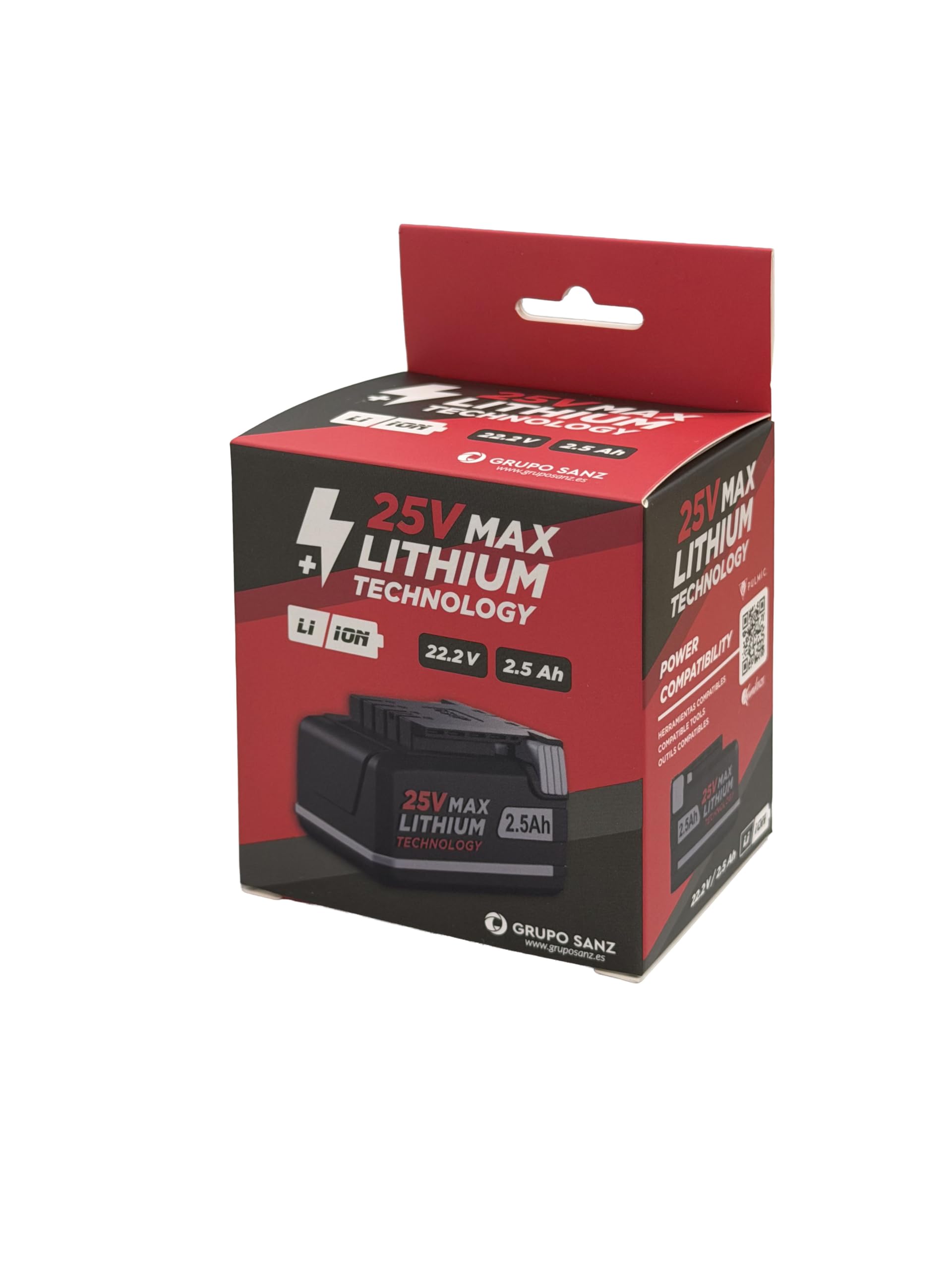 PULMIC Batería 25V MAX 2,5Ah Litio para Herramientas 25V MAX, 63Wh, 21,6V Nominal, Compatible Ecosistema Pulmic, Batería Recargable Alta Duración para Herramientas de Jardín y Pulverización