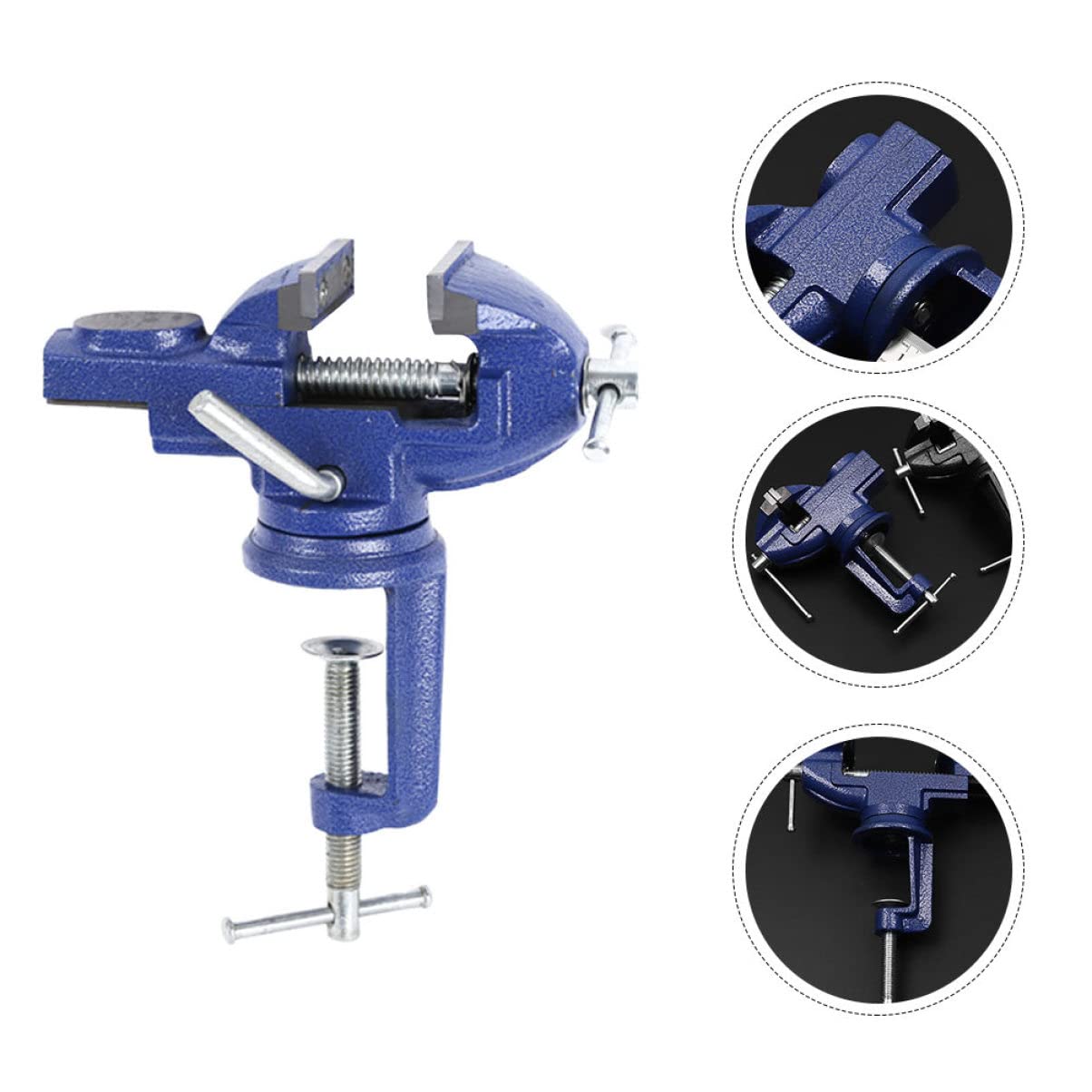 Étau de Table Pivotant à 360 Degrés, Bleu, Acier, Serrage