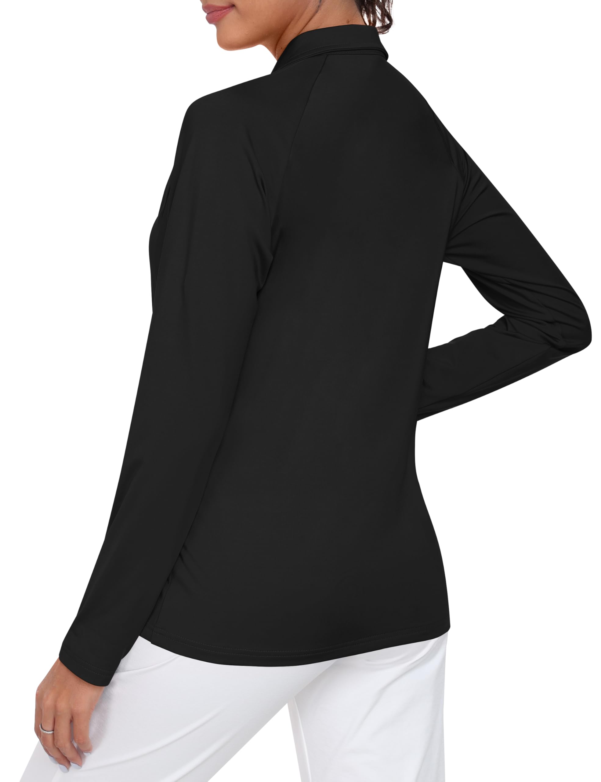 AIRIKE Camiseta polo de manga larga con cremallera para mujer, de secado rápido, cómoda, de forro polar