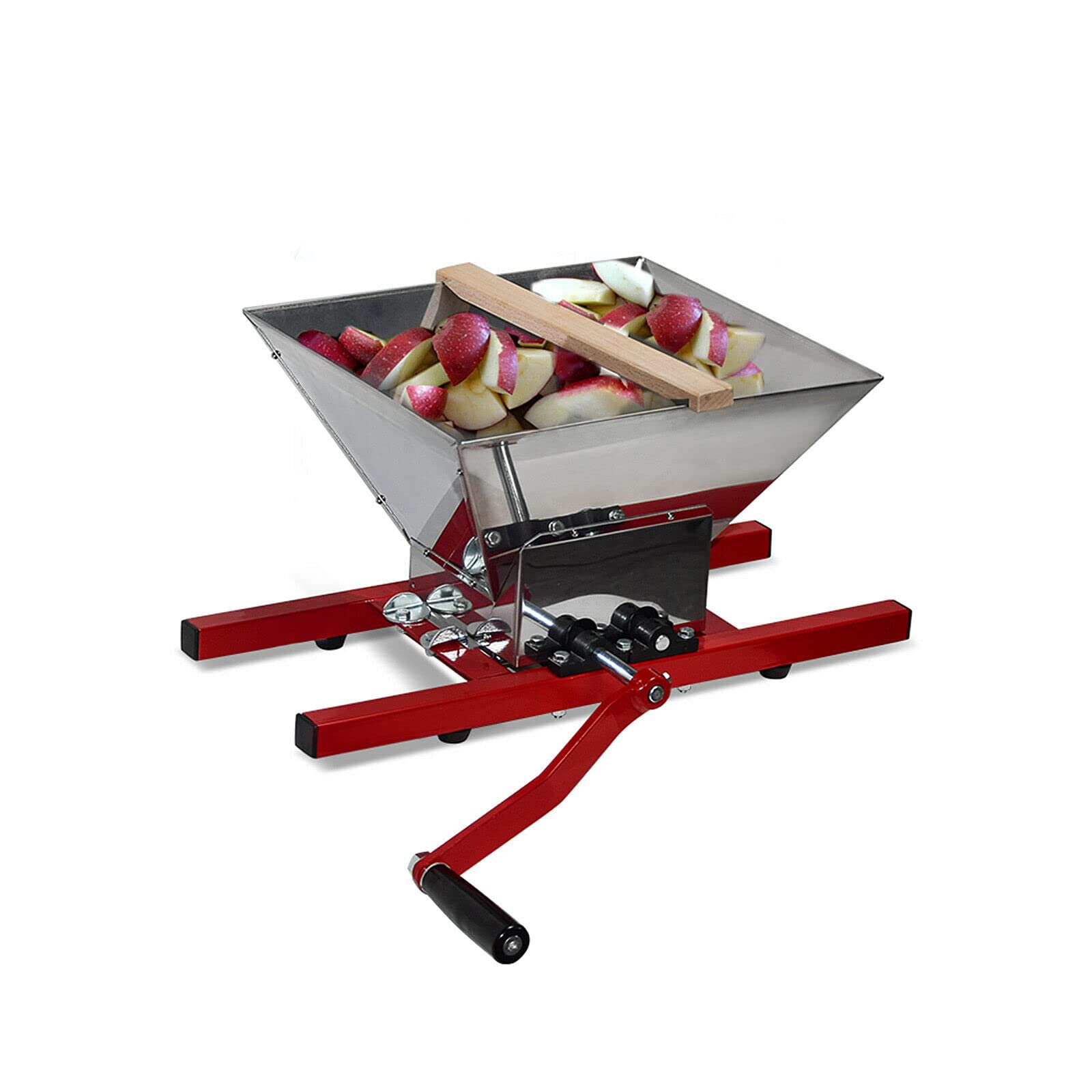 AlcoFermBrew Broyeur de Fruits – Écraseur Manuel INOX 7L pour Fruits durs et tendres | Concasseur à Pommes, Raisins, poires pour jus, vin et cidre Maison