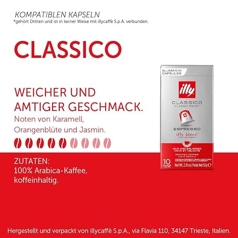 illy Classic Coffee Classic Roast in Compatible Coffee Capsules * - 10 packs of 10 capsules