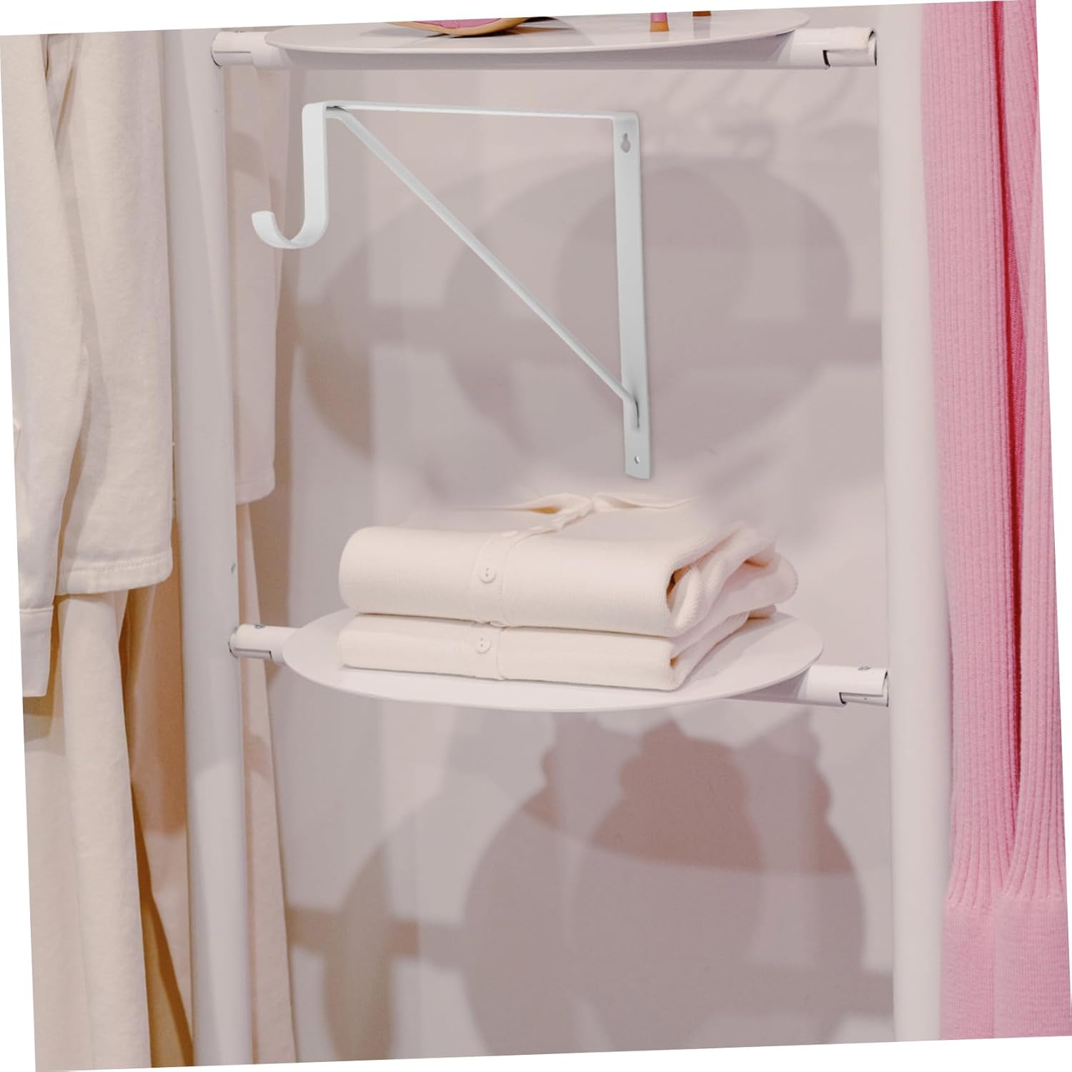 2pcs Floating Shelf Brackets Metal Support for Wall Shelves Easy Installation for Closet Rods and Home Organization Stylish Design