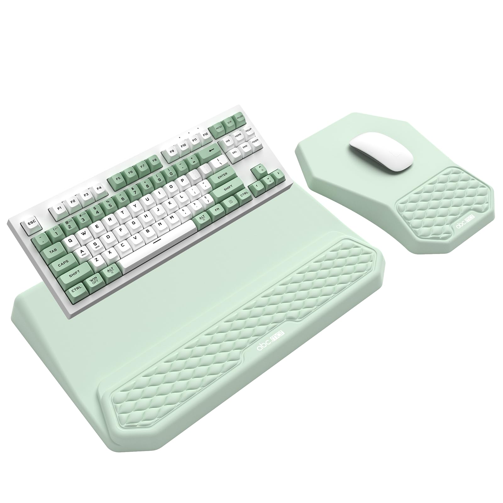 Set di supporto ergonomico 3 in 1 per tastiera con poggiapolsi e tappetino per mouse, comodo supporto per tastiera, morbido tappetino per mouse con design massaggiante, memory foam e base antiscivolo
