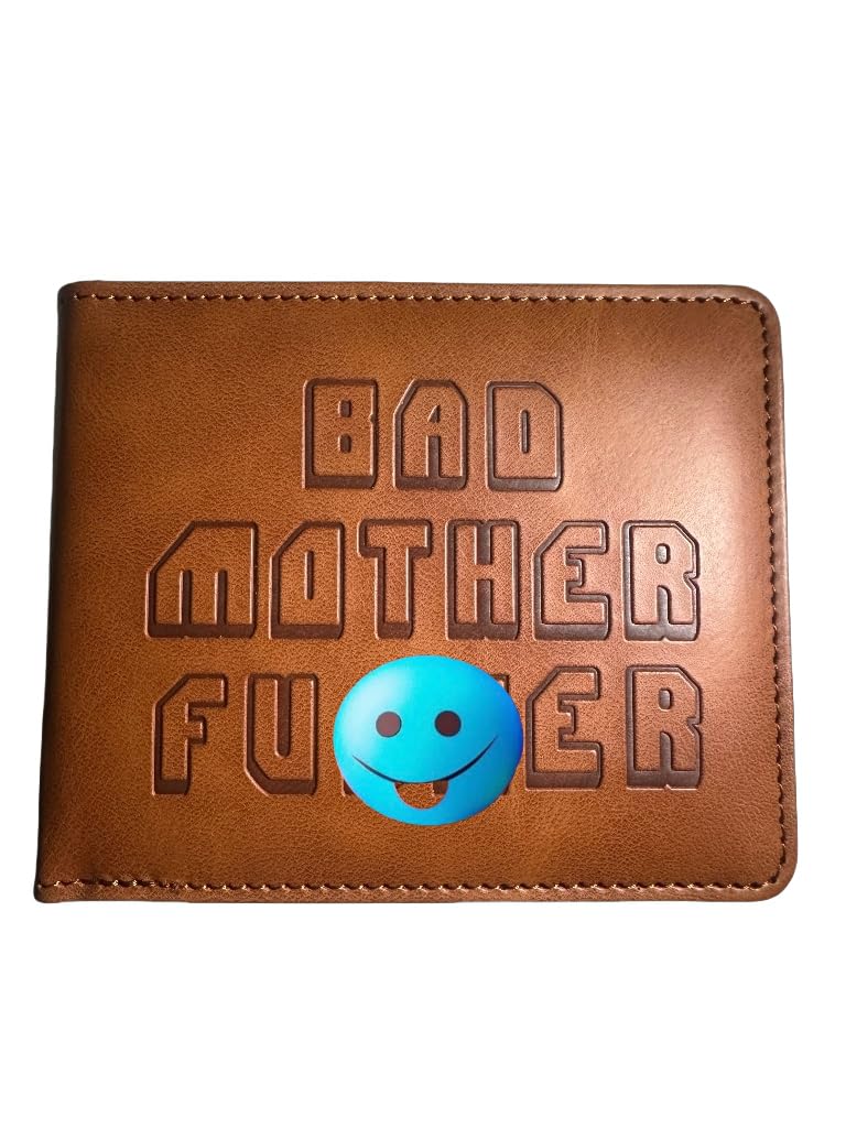 LUMLRON Embroidered Bad Mother fker Leather Wallet bad mother f ker wallet leather(brown)